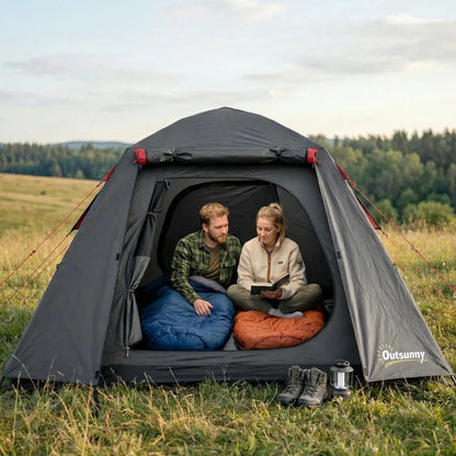 Nancy's Soave Kampeertent - Campingtent - 2-Persoons Koepeltent - Grijs / Rood - 210 x 210 x 150 cm