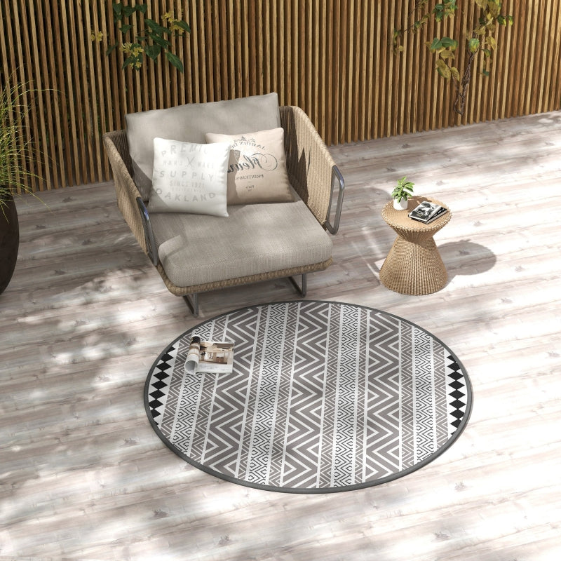 Nancy's Buvala Outdoor Rug Round - Tapis de jardin - Tapis de jardin - Tapis d'extérieur - Noir / Blanc - 274 x 365 cm