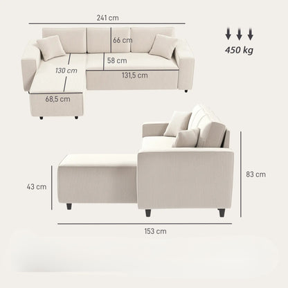 Nancy's Licata Hoekbank - Rechts of Links - Crèmewit - Corduroy - ± 240 x 155 x 85 cm