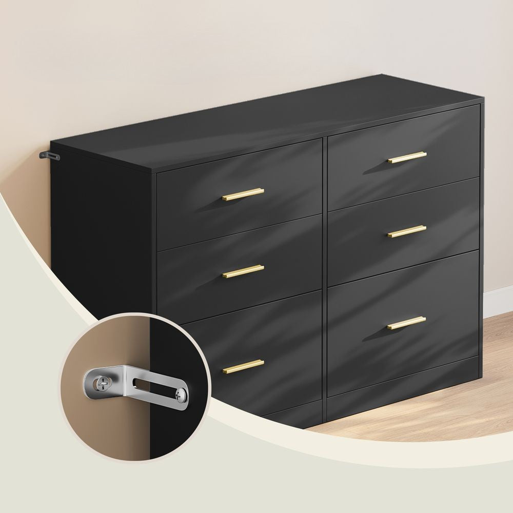 Nancy's Stroncone Commode - Opbergkast - Ladekast - Zwart - ± 120 x 40 x 80 cm