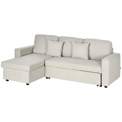 Nancy's Lezzeno Hoekbank - L-vormige Bank - Slaapbank - Crèmewit - Linnen - ± 225 x 140 x 88 cm