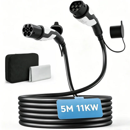 Nancy's Tartano Type 2 EV-laadkabel, 11 kW, 16 A, Mode 3, 3-fasig, 5 m – Verlengkabel voor elektrische auto’s en plug-in-hybrides