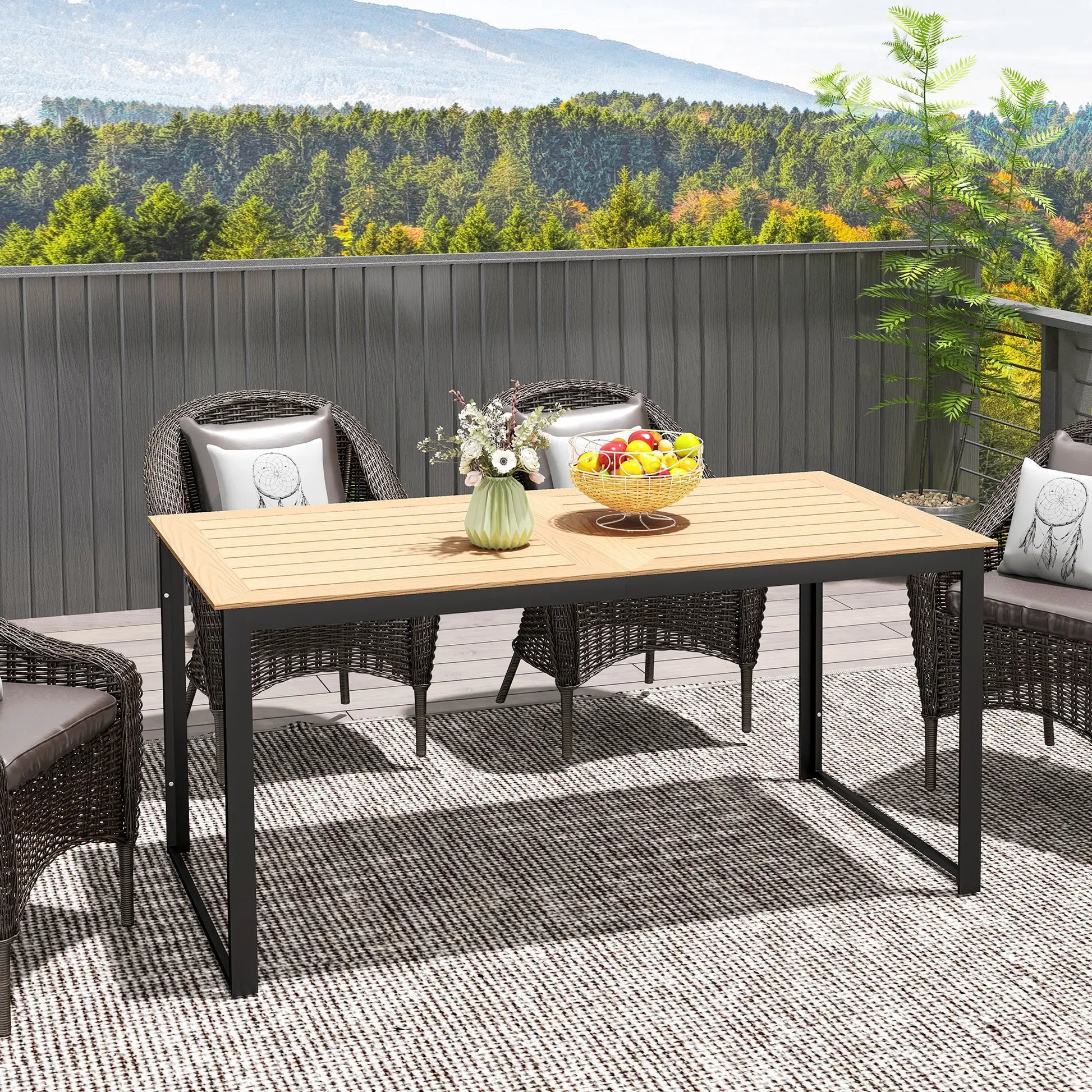 Nancy's Cornedo Tuintafel - Terrastafel - Eettafel voor Buiten - Teak / Zwart - ± 160 x 80 x 75 cm