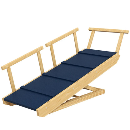Nancy's Soriso Hondentrap - Dierentrap - Instelbare Hoogte - Antislip - Naturel Hout / Zwart