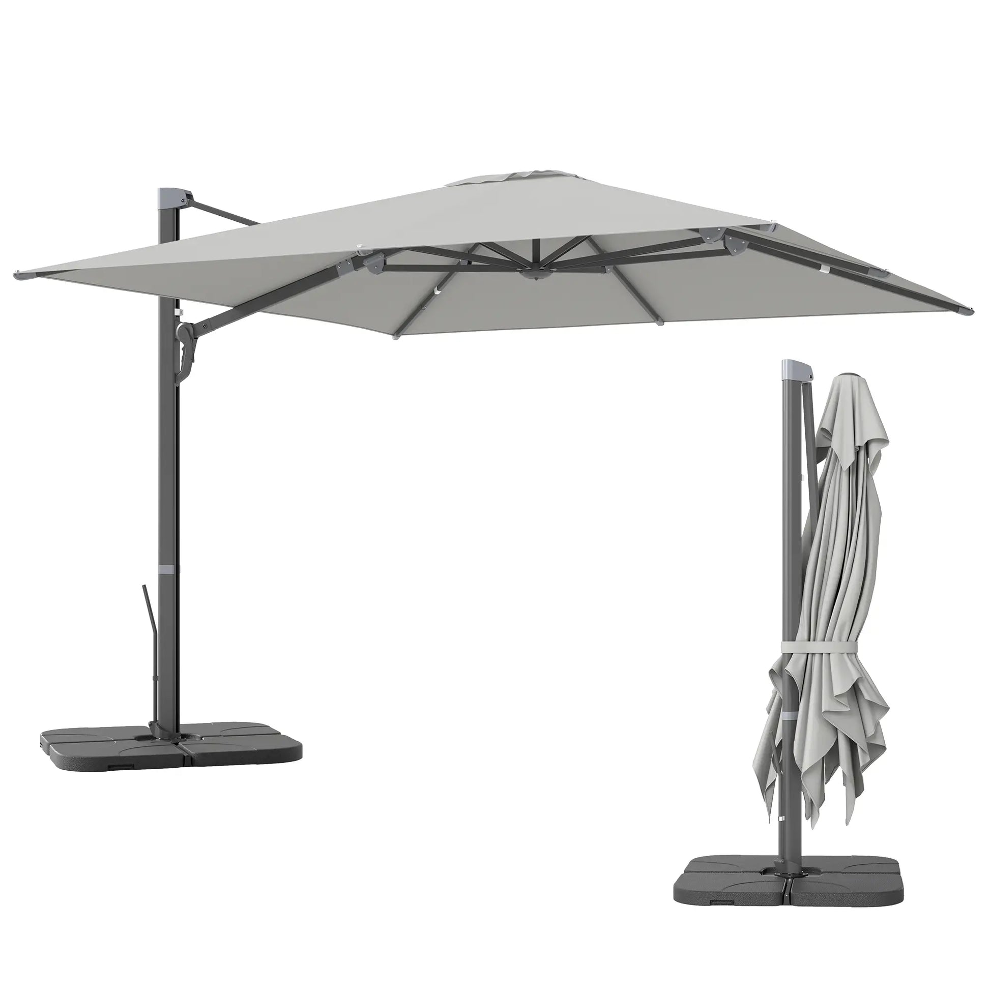Nancy's Ciampino Parasol - Tuinparasol - Draaibaar en kantelbaar - Grijs - ± Ø 300 cm