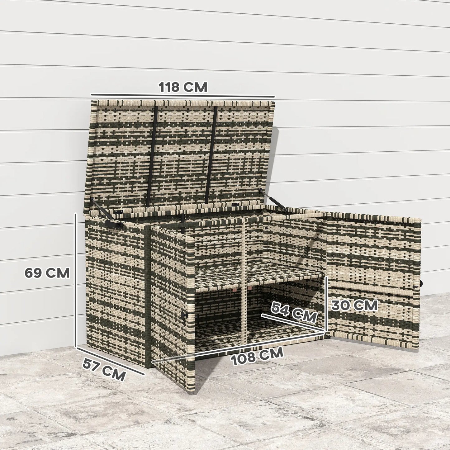 Nancy's Gesualdo Tuinkussenbox - Kussenbox - Opbergbox voor Buiten - Rotan - ± 120 x 55 x 70 cm