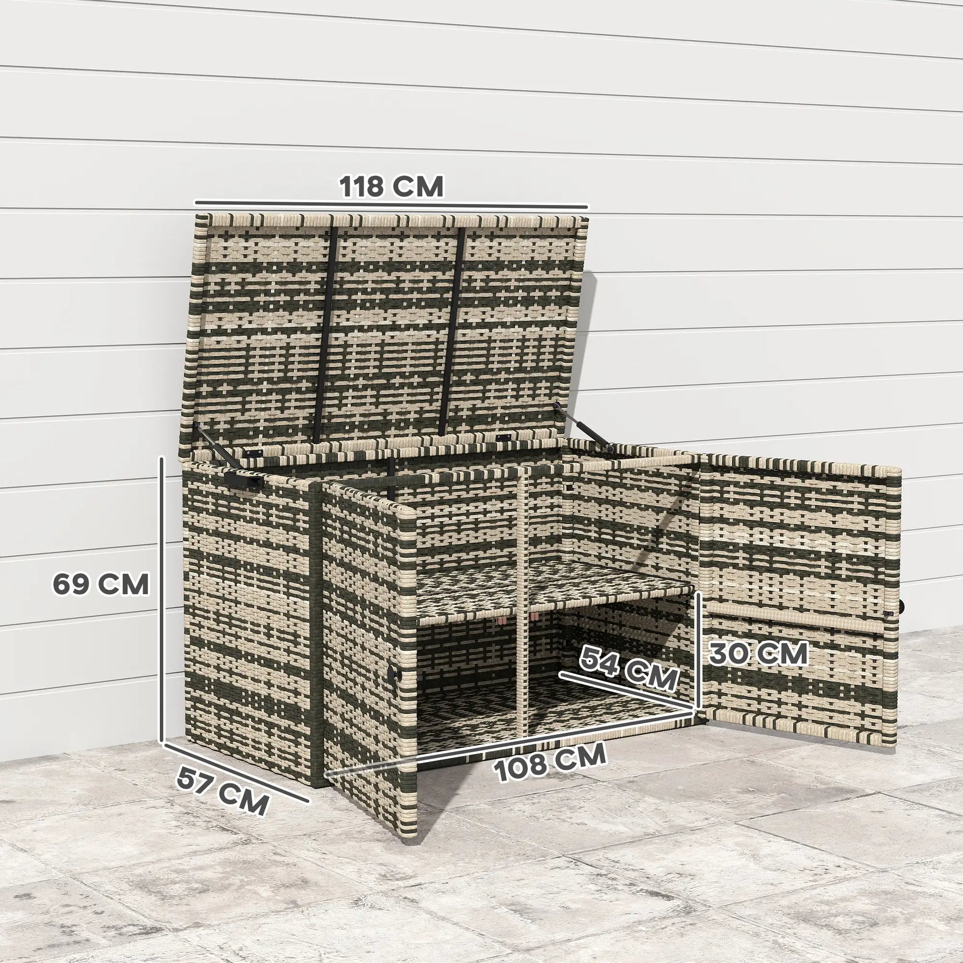 Nancy's Gesualdo Tuinkussenbox - Kussenbox - Opbergbox voor Buiten - Rotan - ± 120 x 55 x 70 cm
