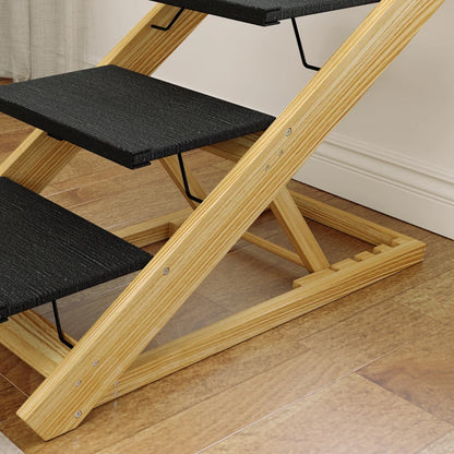 Nancy's Sorico Hondentrap - Dierentrap - Aanpasbare hoogte - Antislip - Naturel hout / Zwart