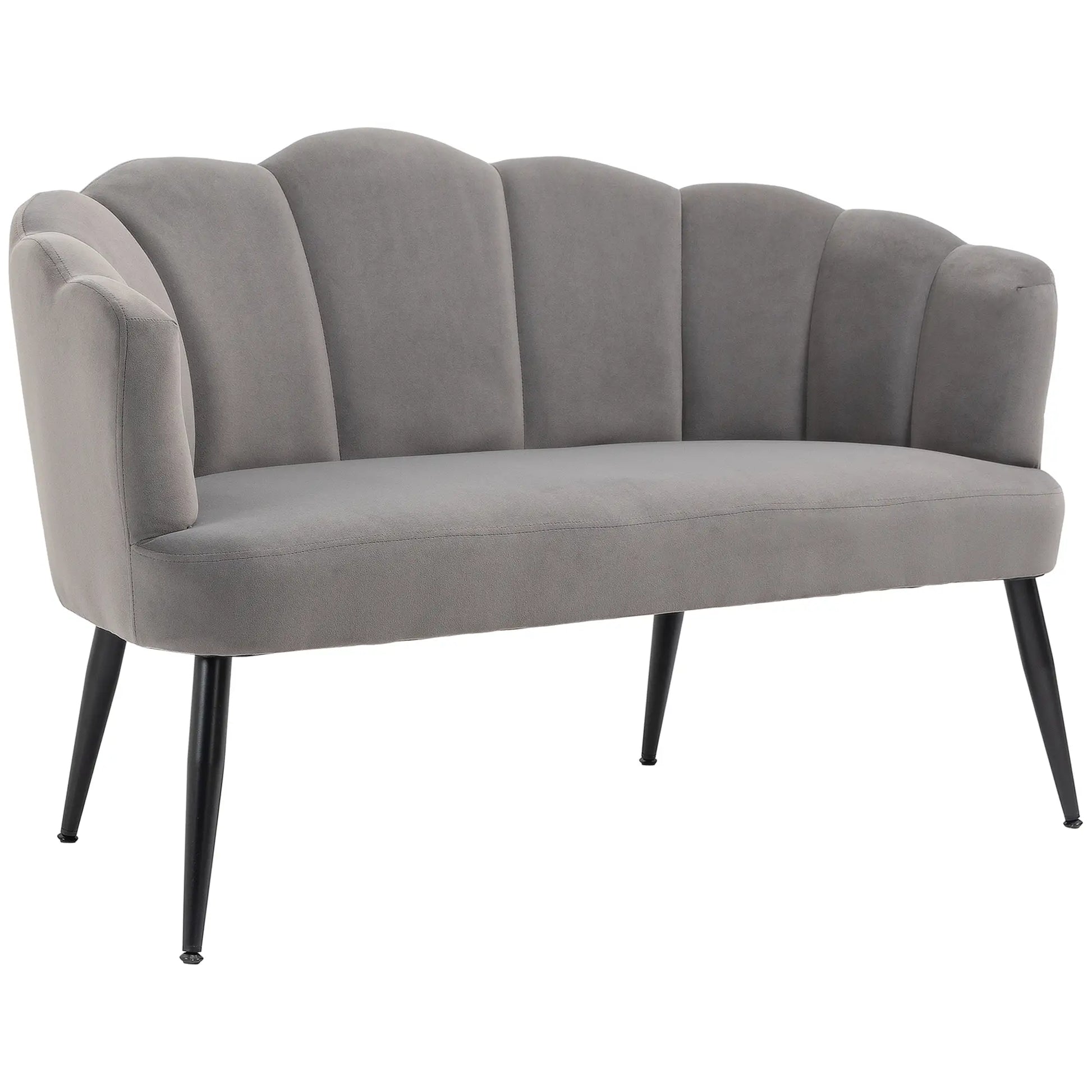 Nancy's Laurino 2-Zitsbank - Zitbank - Donkergrijs - Fluweel - ± 130 x 65 x 80 cm