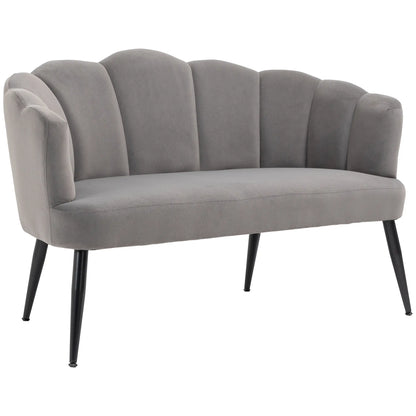 Nancy's Laurino 2-Zitsbank - Zitbank - Donkergrijs - Fluweel - ± 130 x 65 x 80 cm