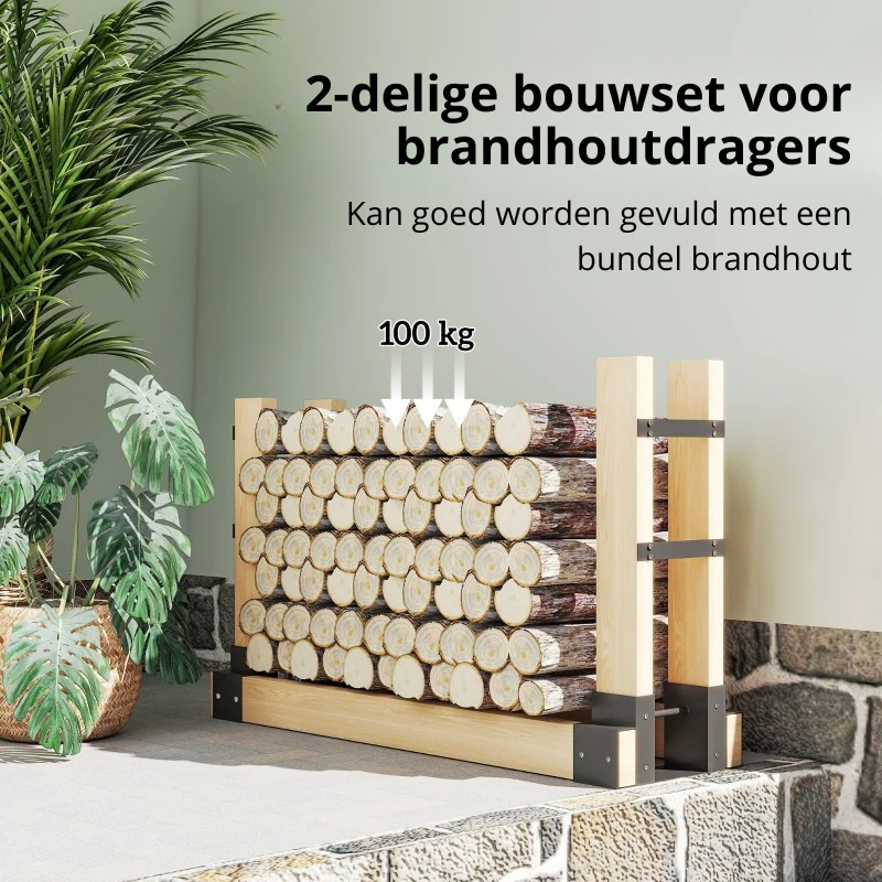 Nancy's Mormanno Haardhout Opslag - Houtopslag - Brandhoutopslag - Haardhoutrek - Zwart - Staal