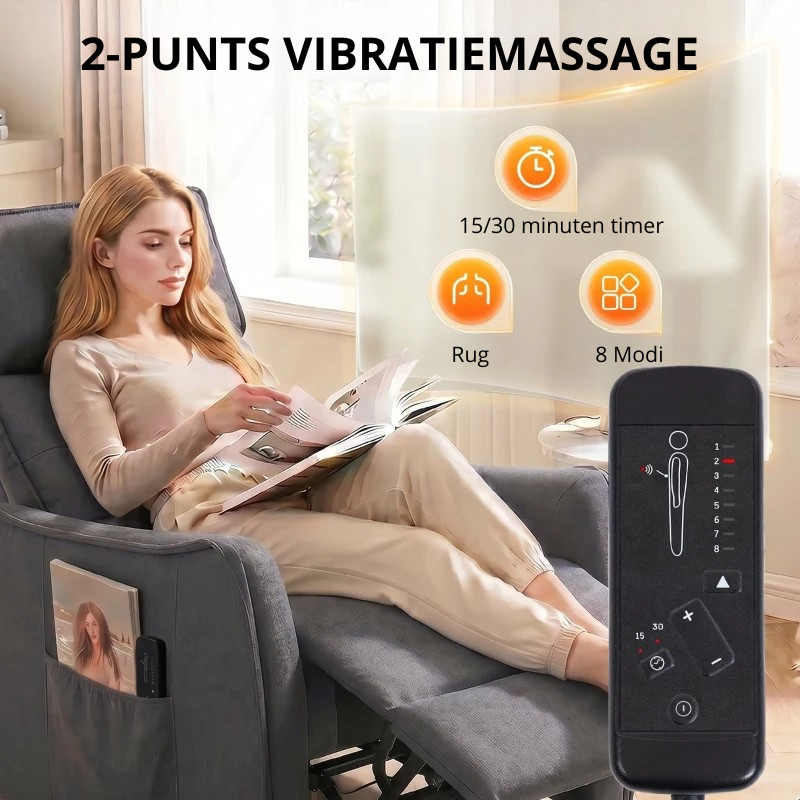 Nancy's Spilamberto Massagestoel - Relaxfauteuil - Vibratiemassage - Diepteverstelling - Grijs - Linnenlook