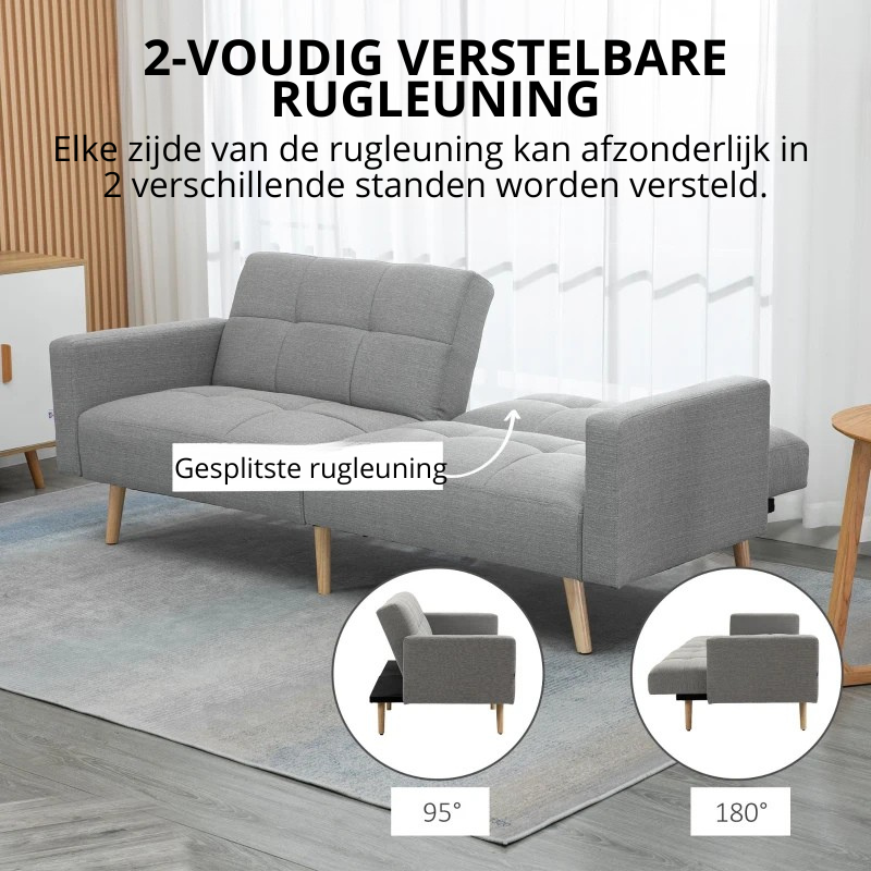 Nancy's Pomaretto Slaapbank - Logeerbank - 2-Zits - Grijs - Linnenlook