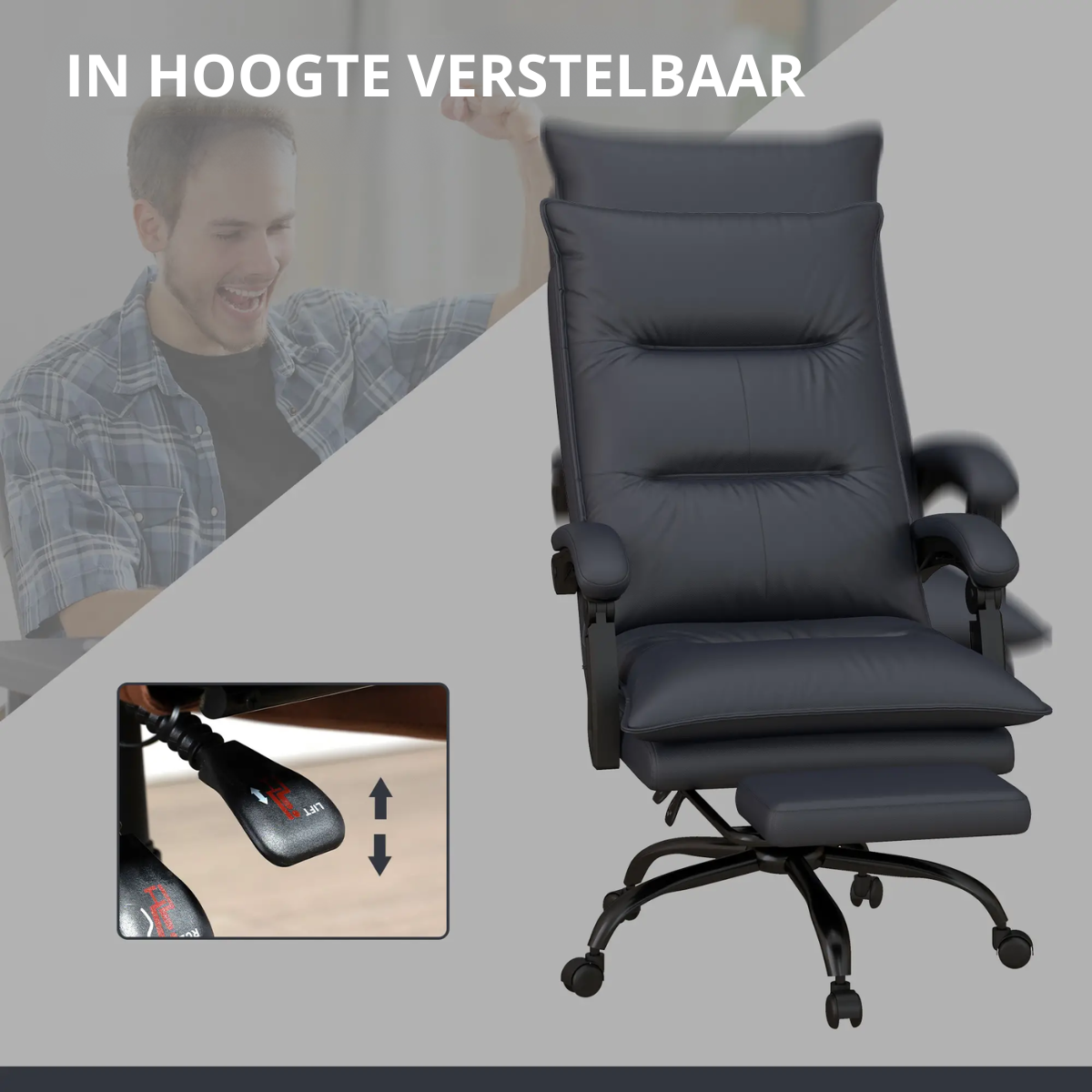 Nancy's Arizzala Massage Bureaustoel - Massagestoel - Massage- en Verwarmingsfunctie - Verstelbaar - Draaibaar - Zwart