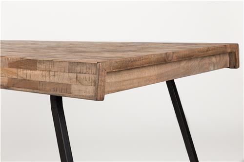 Nancy's Crestwood Village Eetkamertafel - Industrieel - Naturel, Zwart, Bruin - Teak, Staal, Melamine - 78 cm x 160 cm x 76 cm