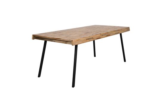 Nancy's Rockwood Table - Industriel - Naturel - Teck, Acier, Mélamine - 90 cm x 200 cm x 76 cm