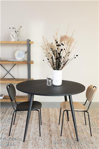 Nancy's Summit Park Eettafel - Keukentafel - Modern - Zwart - Teakhout / Staal - ± Ø 110 x 75 cm