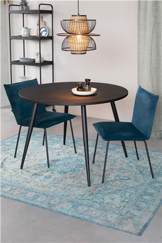 Nancy's Summit Park Eettafel - Keukentafel - Modern - Zwart - Teakhout / Staal - ± Ø 110 x 75 cm
