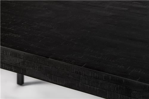 Table Blandon de Nancy - Moderne - Noir - Teck, Acier - 100 cm x 220 cm x 76 cm