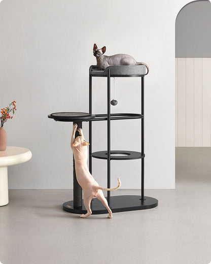 Nancy's Nozelos Krabpaal - 3 Niveaus - Speelbal - Zwart - ± 80 x 40 x 110 cm