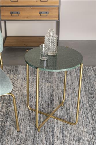 Nancy's Sedro-Woolley Tafel - Modern - Groen - Marmer, IJzer - 44,5 cm x 44,5 cm x 54 cm