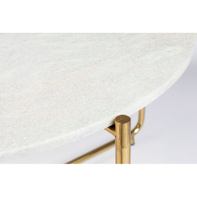 Nancy's Hasbrouck Heights Salontafel - Koffietafel - Modern - Wit / Goud - Marmer / Staal - Ø 70 x 40 cm