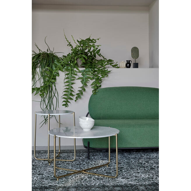 Nancy's Hasbrouck Heights Salontafel - Koffietafel - Modern - Wit / Goud - Marmer / Staal - Ø 70 x 40 cm