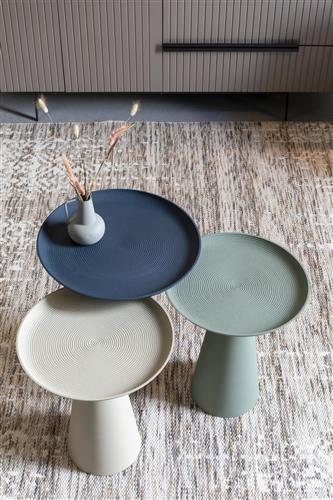 Nancy's Estela Bijzettafel - Salontafel - Rond - Beige - Staal - ± Ø 35 x 40 cm