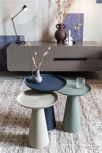 Nancy's Estela Bijzettafel - Salontafel - Rond - Beige - Staal - ± Ø 35 x 40 cm