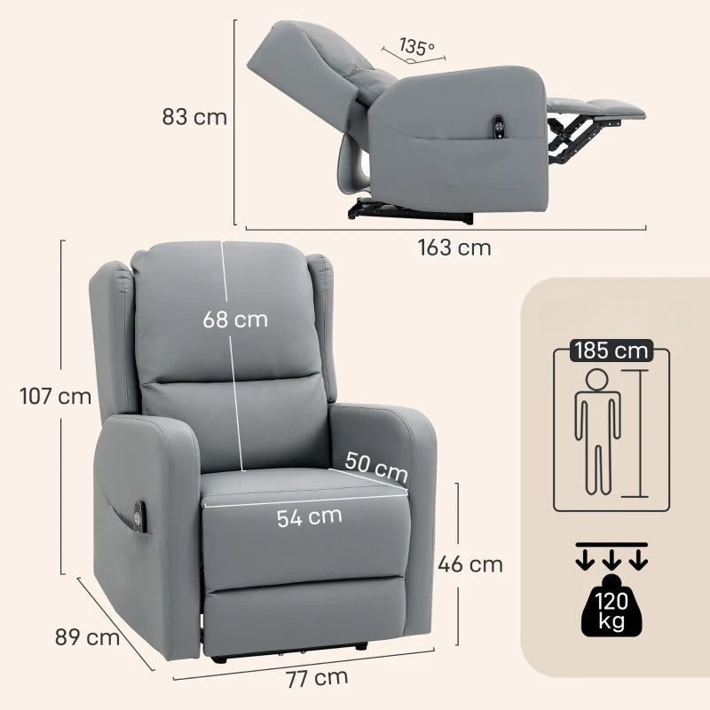 Nancy's Nosellari Massagestoel - Relaxfauteuil - 3D Kneedmassage - Elektrisch verstelbaar - Grijs - Leer