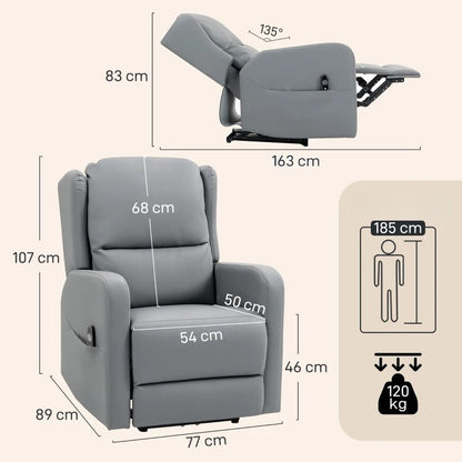 Nancy's Nosellari Massagestoel - Relaxfauteuil - 3D Kneedmassage - Elektrisch verstelbaar - Grijs - Leer