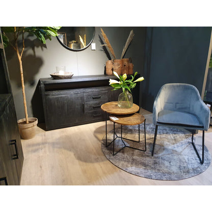 Nancy's Machio Dressoir - Mangohout - Zwart - 40 x 180 x 85 cm