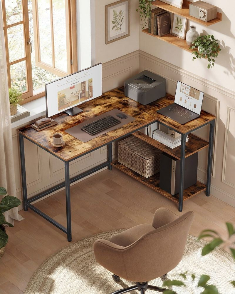 Nancy's Preci Hoekbureau - L-Vormig Bureau - Flexibele Opbergruimte - Bruin - ± 110 x 80 x 75 cm