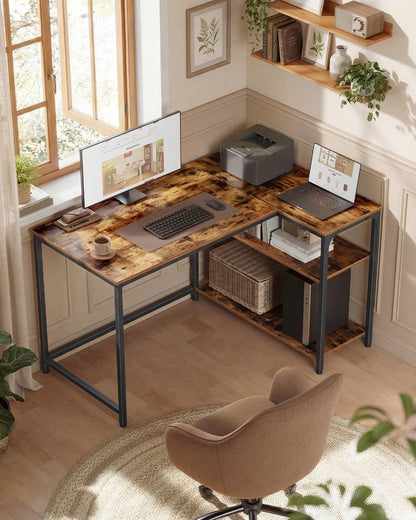 Nancy's Preci Hoekbureau - L-Vormig Bureau - Flexibele Opbergruimte - Bruin - ± 110 x 80 x 75 cm