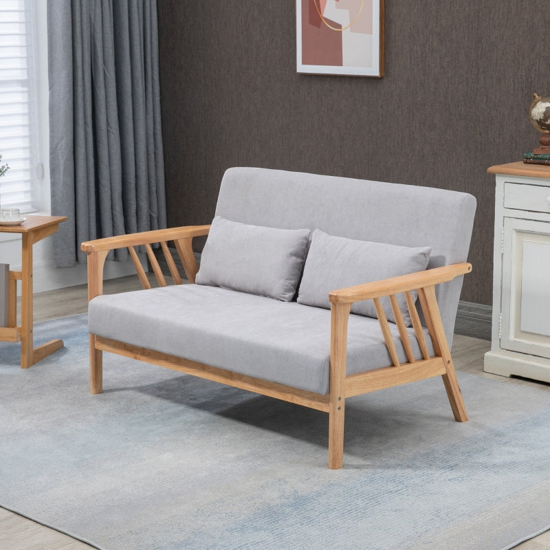 Nancy's Easton Sofa Relax Canapé 2 places, avec 2 coussins, aspect velours, bois d'hévéa, 130 cm