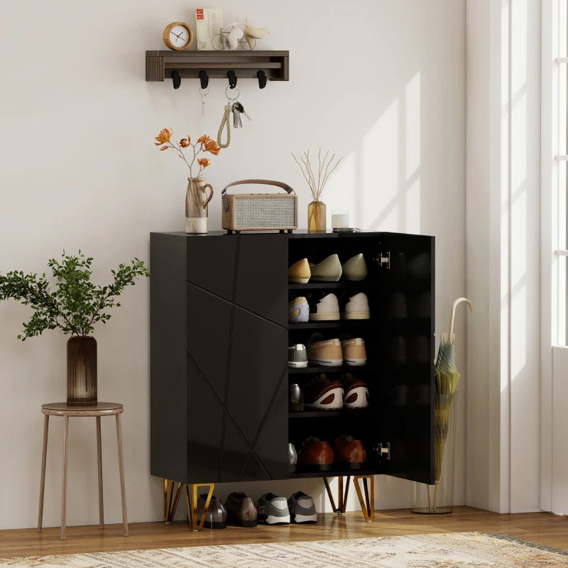 Nancy's Montecchio Schoenenkast - Opbergkast voor Schoenen - Schoenenrek - Zwart - ± 70 x 30 x 95 cm
