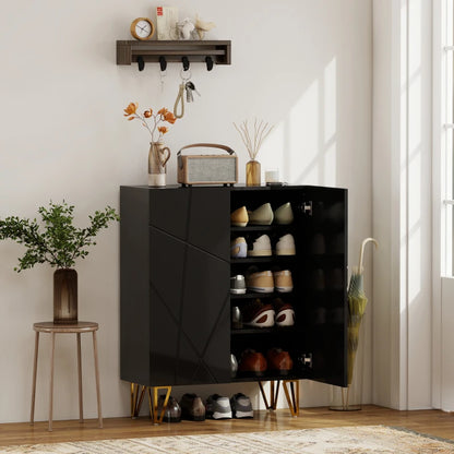 Nancy's Montecchio Schoenenkast - Opbergkast voor Schoenen - Schoenenrek - Zwart - ± 70 x 30 x 95 cm
