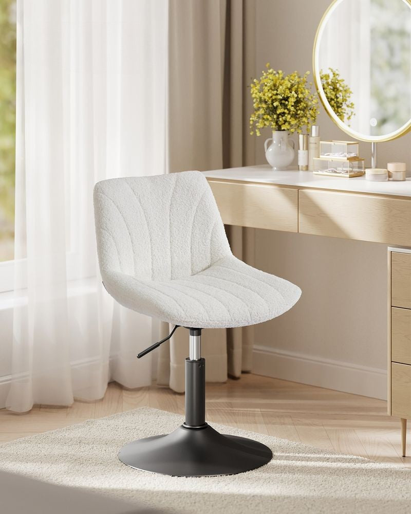 Nancy's Praiano Make-Up Kruk - Make Up stoel - Draaistoel - Kaptafel kruk - In hoogte verstelbaar - Crèmewit