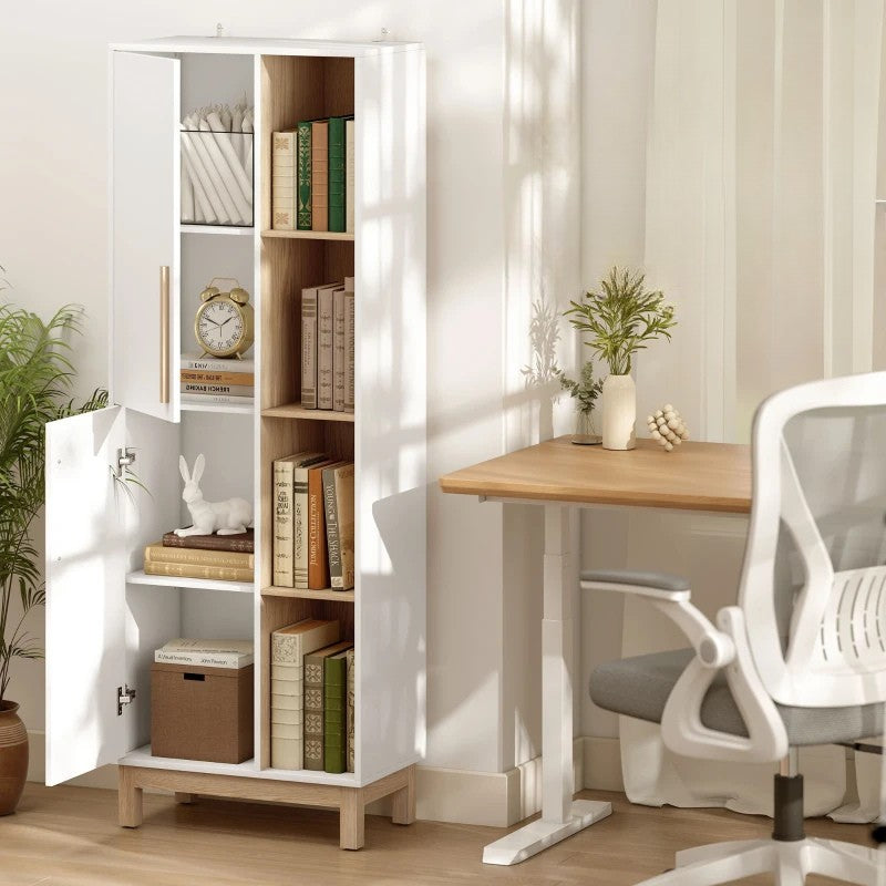 Nancy's Oviglio Boekenkast - Opbergkast - Verstelbare planken - Wit / Hout - ± 60 x 35 x 175 cm