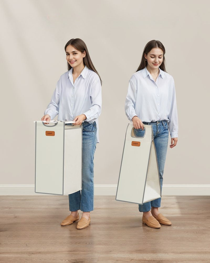 Nancy's Ruivós Wasmand - Wasbox - Wassorteerder - Beige / Grijs / Wit - 150 Liter