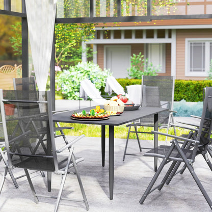 Nancy's Fontanellato Tuintafel - Eettafel voor buiten - Terrastafel - Zwart - Staal - ± 150 x 90 x 75 cm