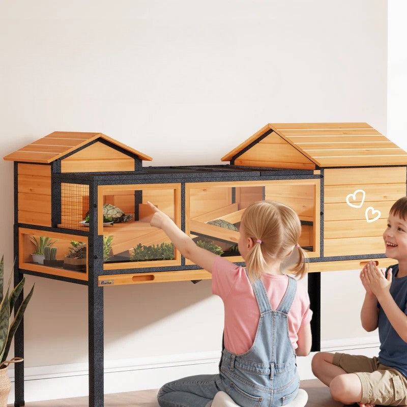 Nancy's Penzale Dierenverblijf - Schilpaddenhuis - Schilpaddenren - Dennenhout - ± 130 x 65 x 95 cm