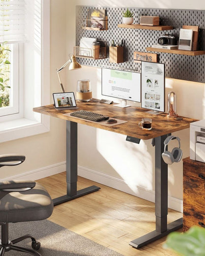 Nancy's Pozzilli Verstelbaar Bureau - Zit/Sta Bureau - Elektrisch verstelbaar - Vintage Bruin - ± 120 x 60 x 72-120 cm