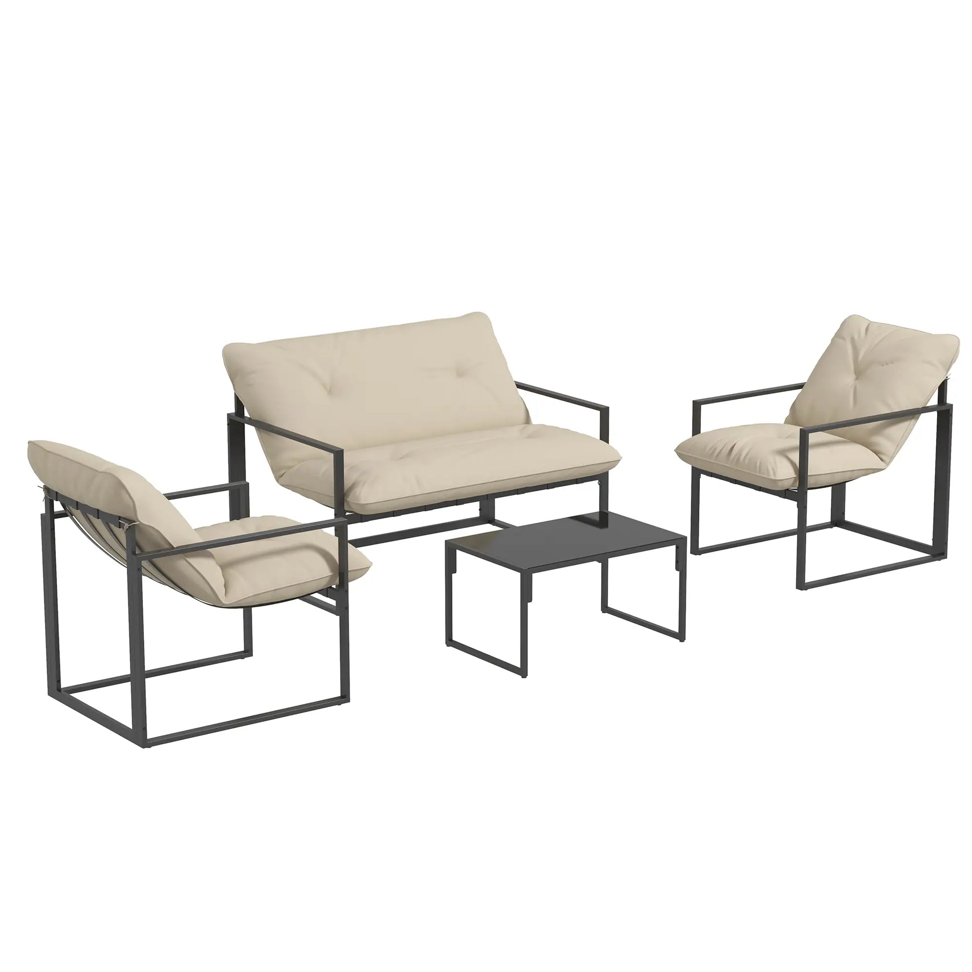 Nancy's Corfino Tuinset - 4-Delige Buiten Set - Tuinmeubelset - Grijs / Beige