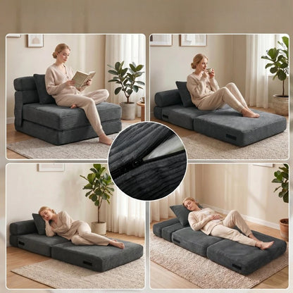Nancy's Squillace Slaapbank - Slaapfauteuil - Vloerstoel - Grijs - Corduroy