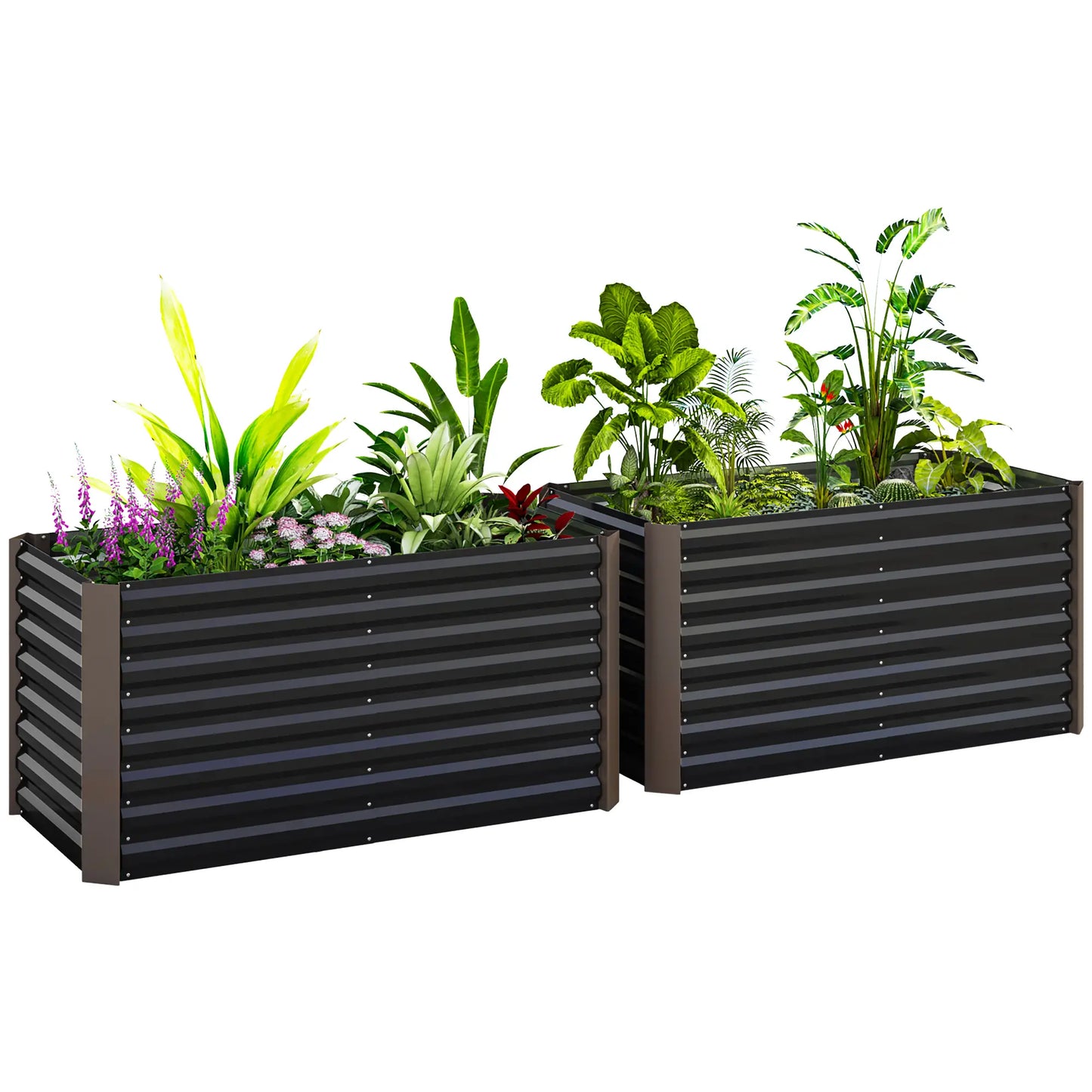 Nancy's Adorigo Plantenbak Set van 2 - Bloembak - Verhoogd Tuinbed - Donkergrijs - ± 120 x 60 x 60 cm