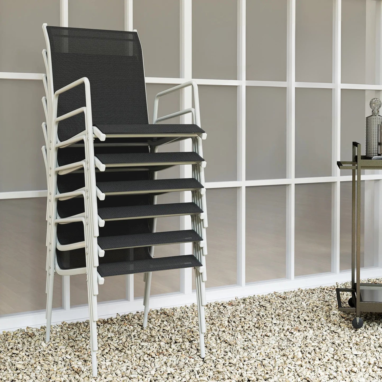 Nancy's Faedo Tuinset - Tuinmeubelset - 7-Delige Set voor Buiten - Zwart / Zilver