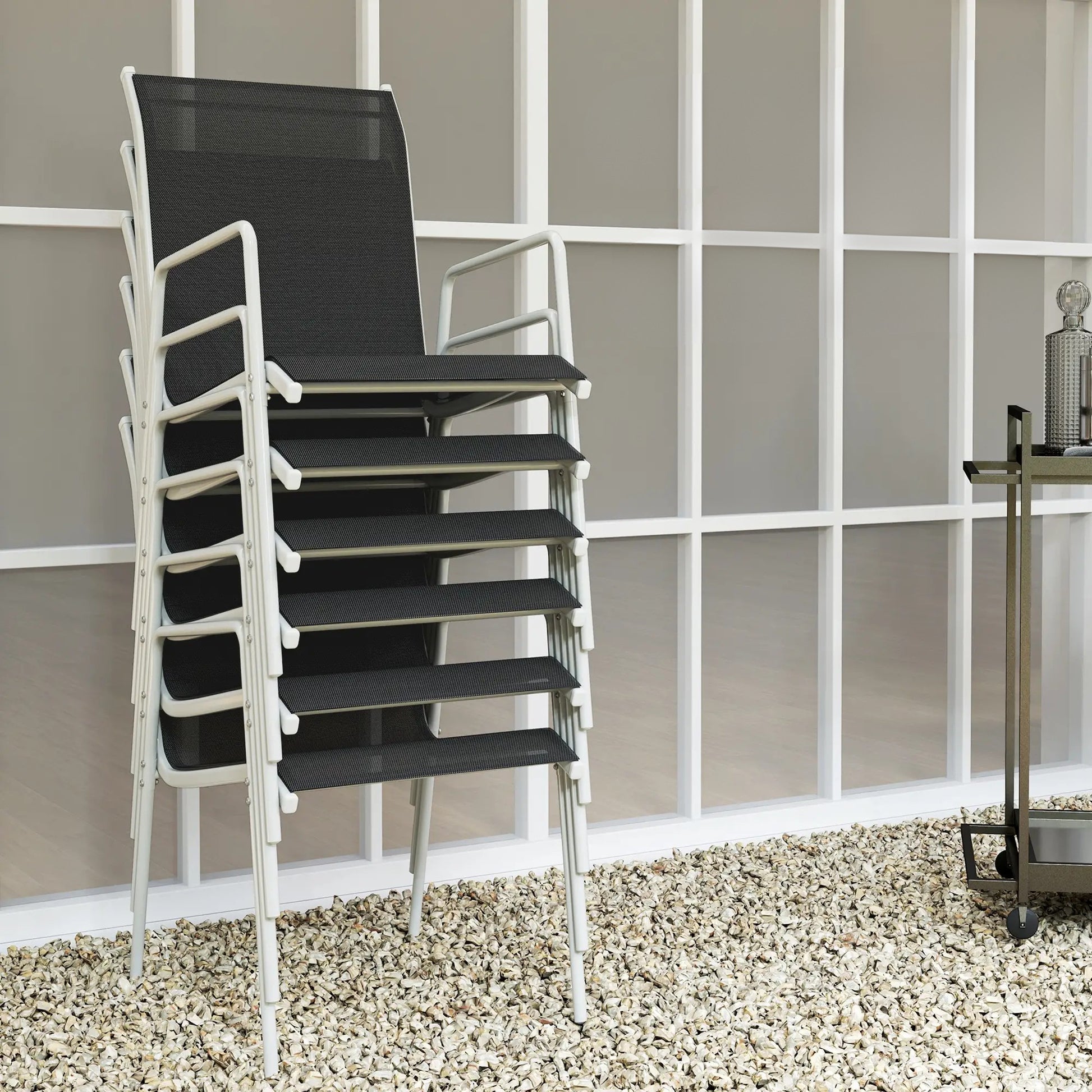 Nancy's Faedo Tuinset - Tuinmeubelset - 7-Delige Set voor Buiten - Zwart / Zilver