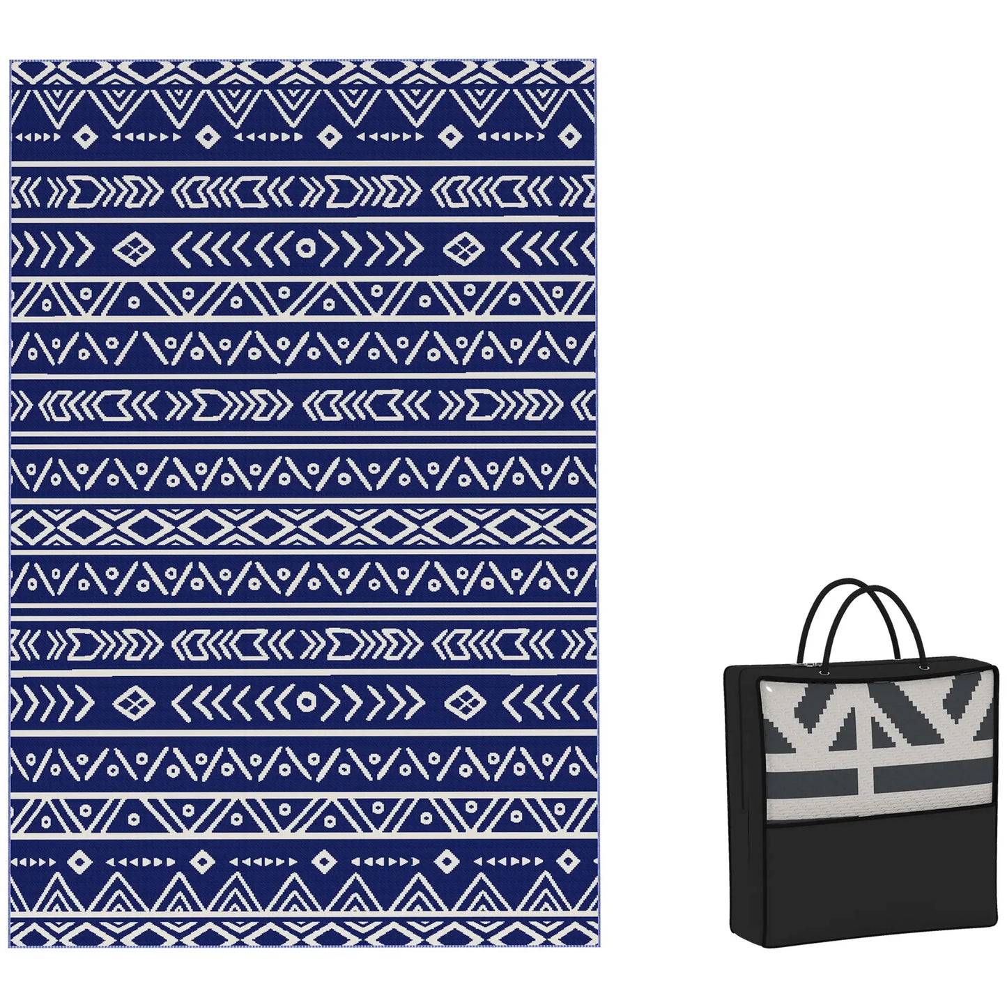 Nancy's Guimarei Buitenkleed - Buiten Tapijt - Buiten Vloerkleed - Tuinkleed - Dubbelzijdig - Blauw/Wit - ± 180 x 275 cm