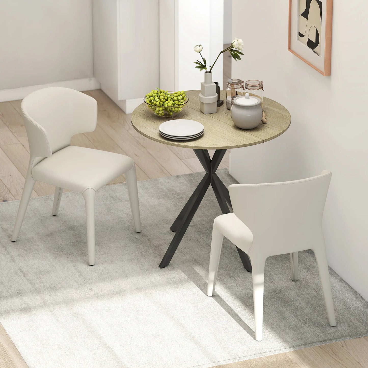 Nancy's Lavello Ronde Eettafel - Eiken / Zwart - Ø80 x 75H cm